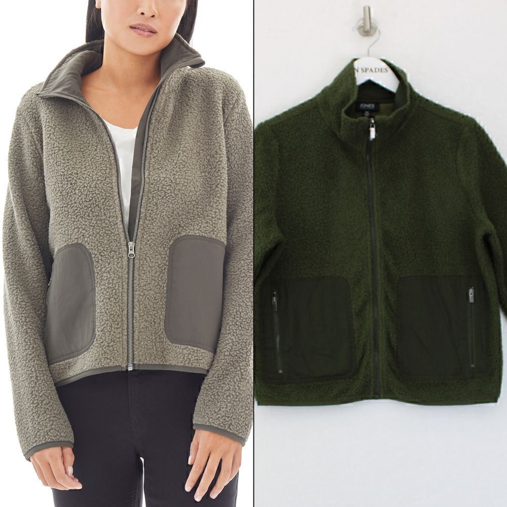 Women's Jones New York Mix Media Faux Shearling Jacket, Size X-Small - Green